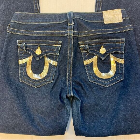 True religion boot cut jeans gold sequin pocket - Picture 2 of 12